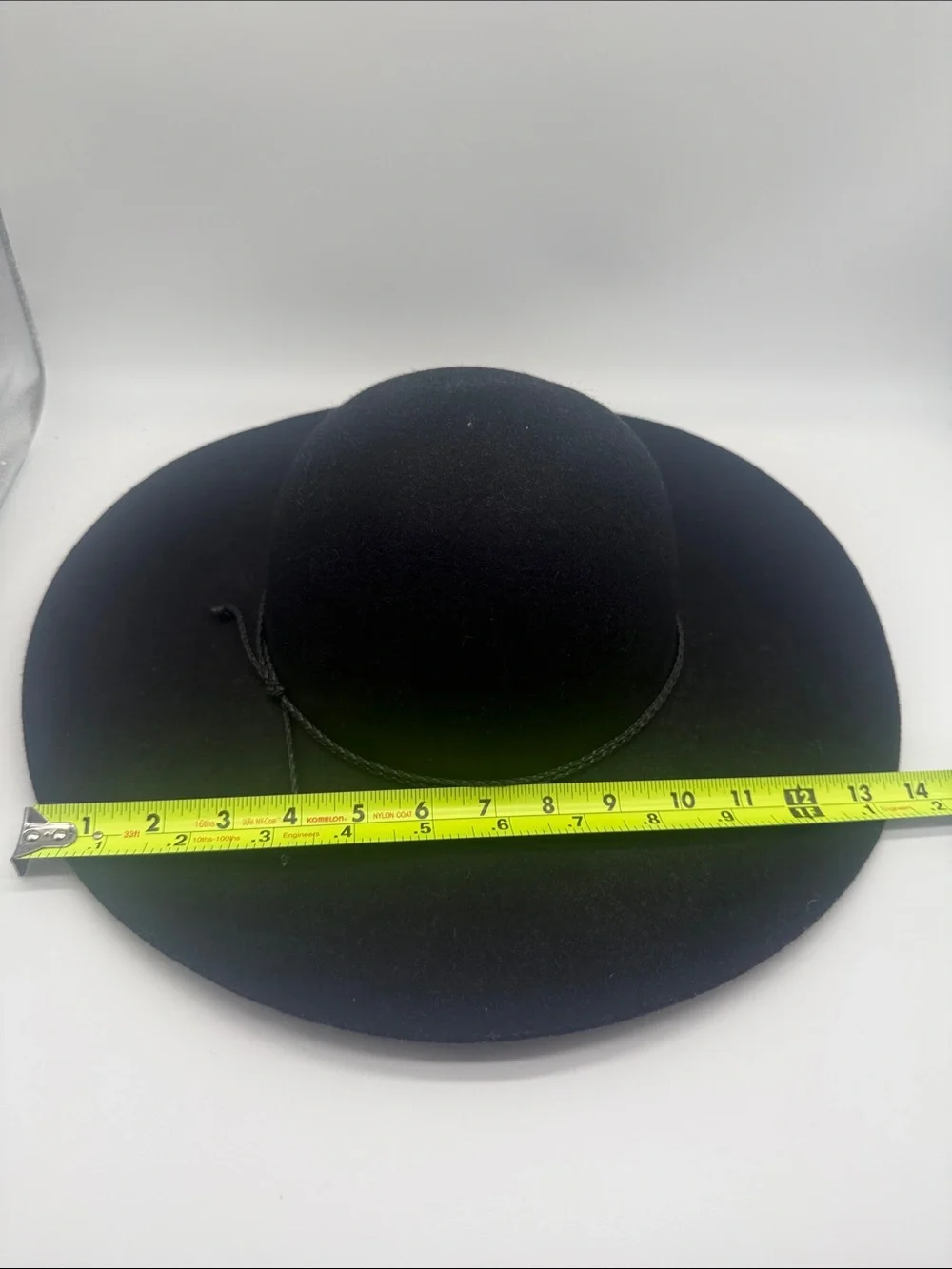 Halogen Black Adjustable Refined Wide Brim Wool Floppy Hat Leather Tie